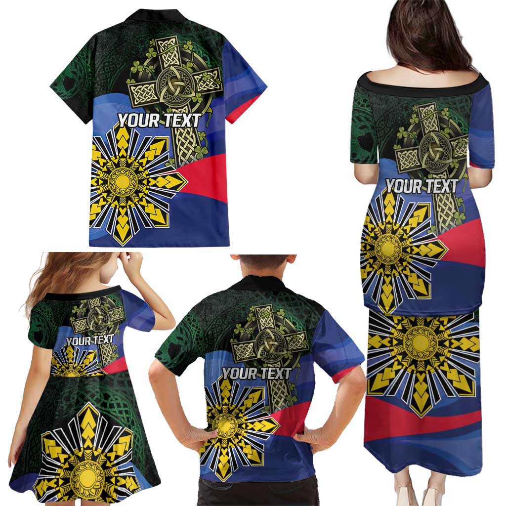 Personalized Irish Grown With Filipino Roots Family Matching Puletasi and Hawaiian Shirt