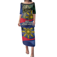 Personalized Irish Grown With Filipino Roots Family Matching Puletasi and Hawaiian Shirt
