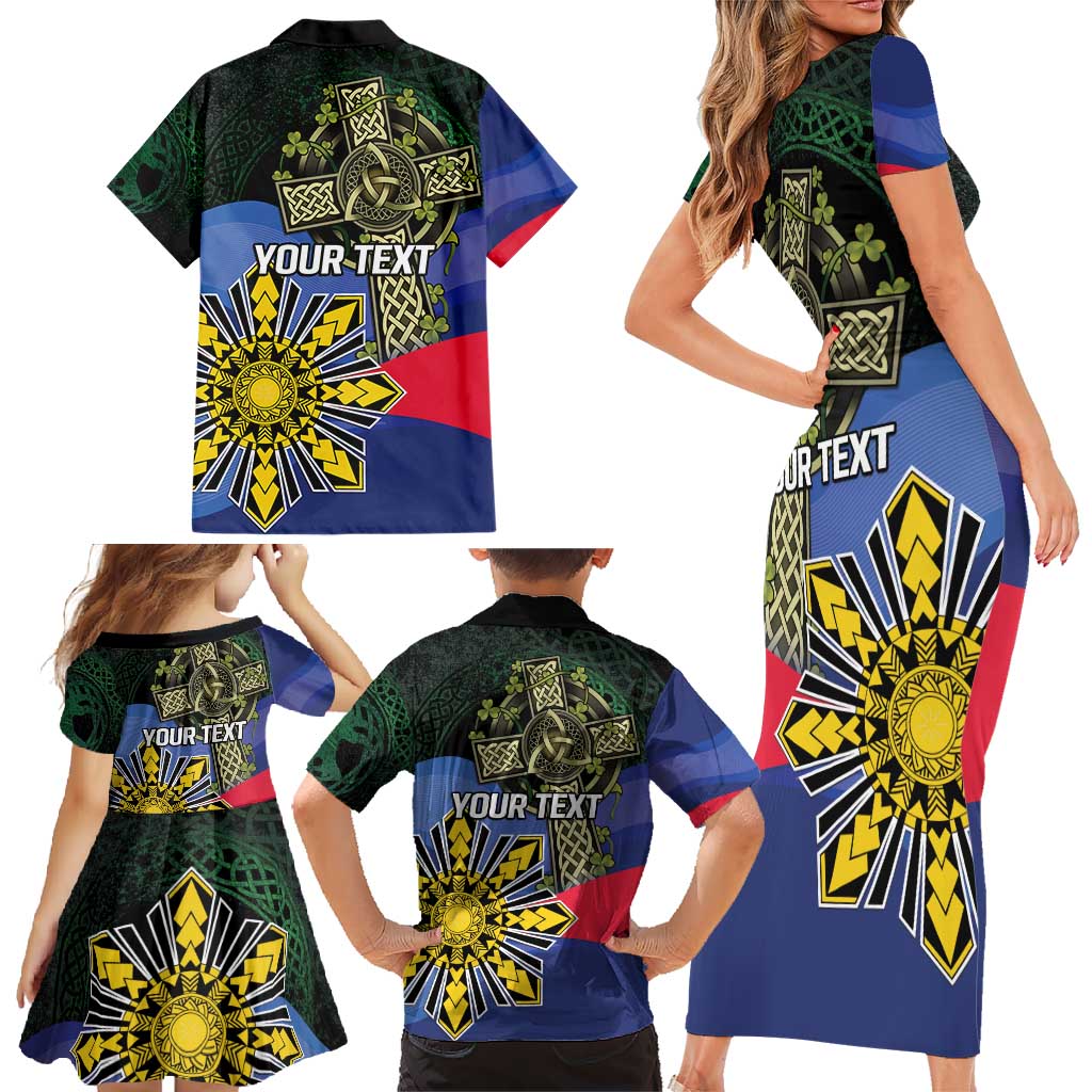Personalized Irish Grown With Filipino Roots Family Matching Short Sleeve Bodycon Dress and Hawaiian Shirt