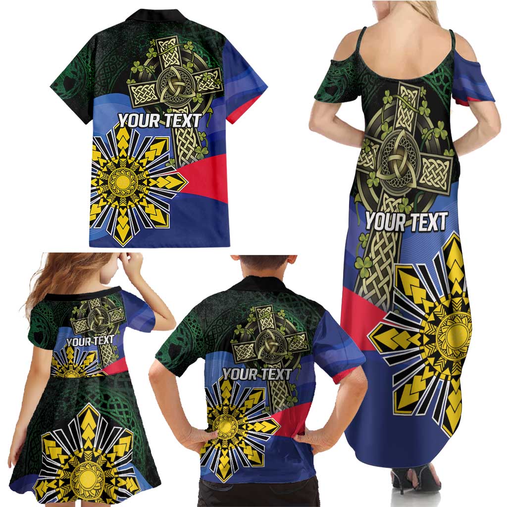 Personalized Irish Grown With Filipino Roots Family Matching Summer Maxi Dress and Hawaiian Shirt