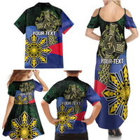 Personalized Irish Grown With Filipino Roots Family Matching Summer Maxi Dress and Hawaiian Shirt