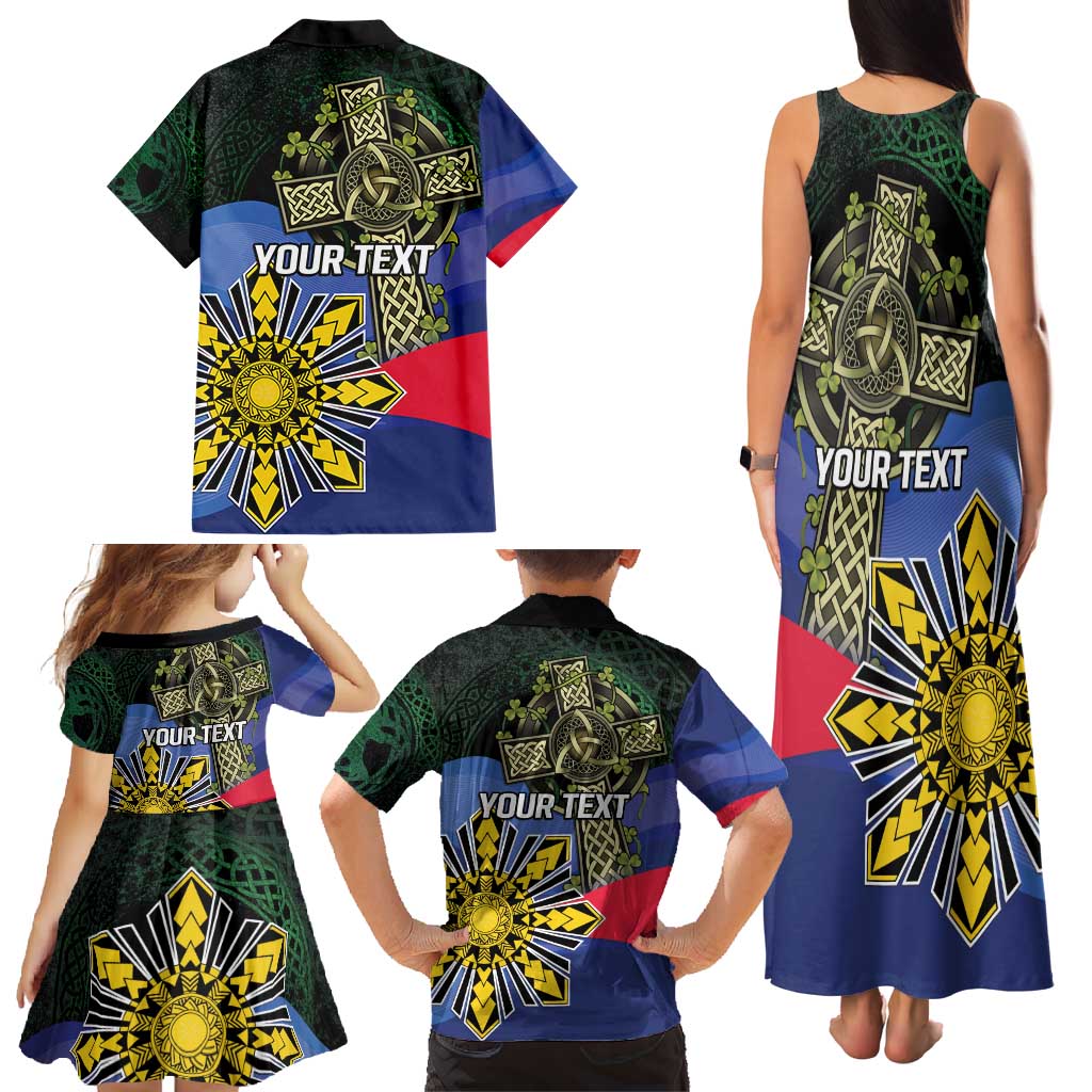 Personalized Irish Grown With Filipino Roots Family Matching Tank Maxi Dress and Hawaiian Shirt