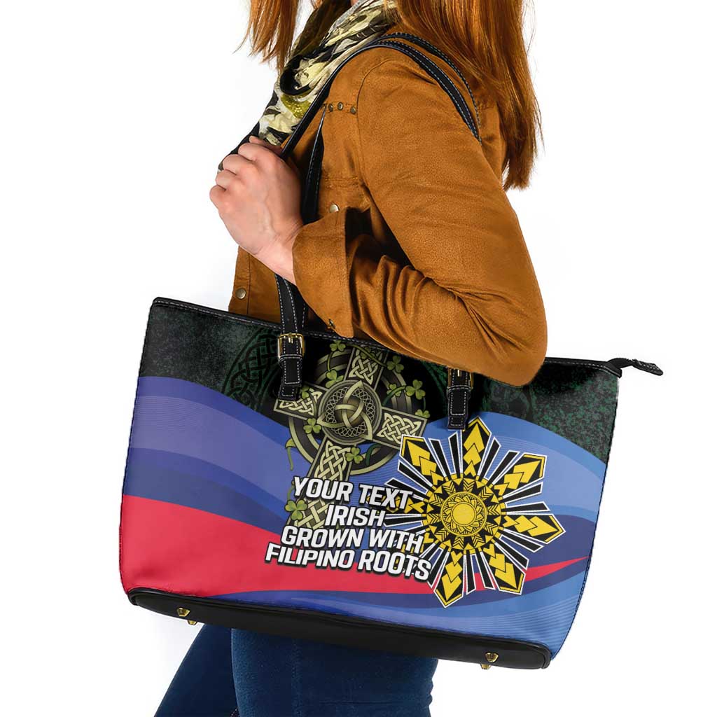Personalized Irish Grown With Filipino Roots Leather Tote Bag