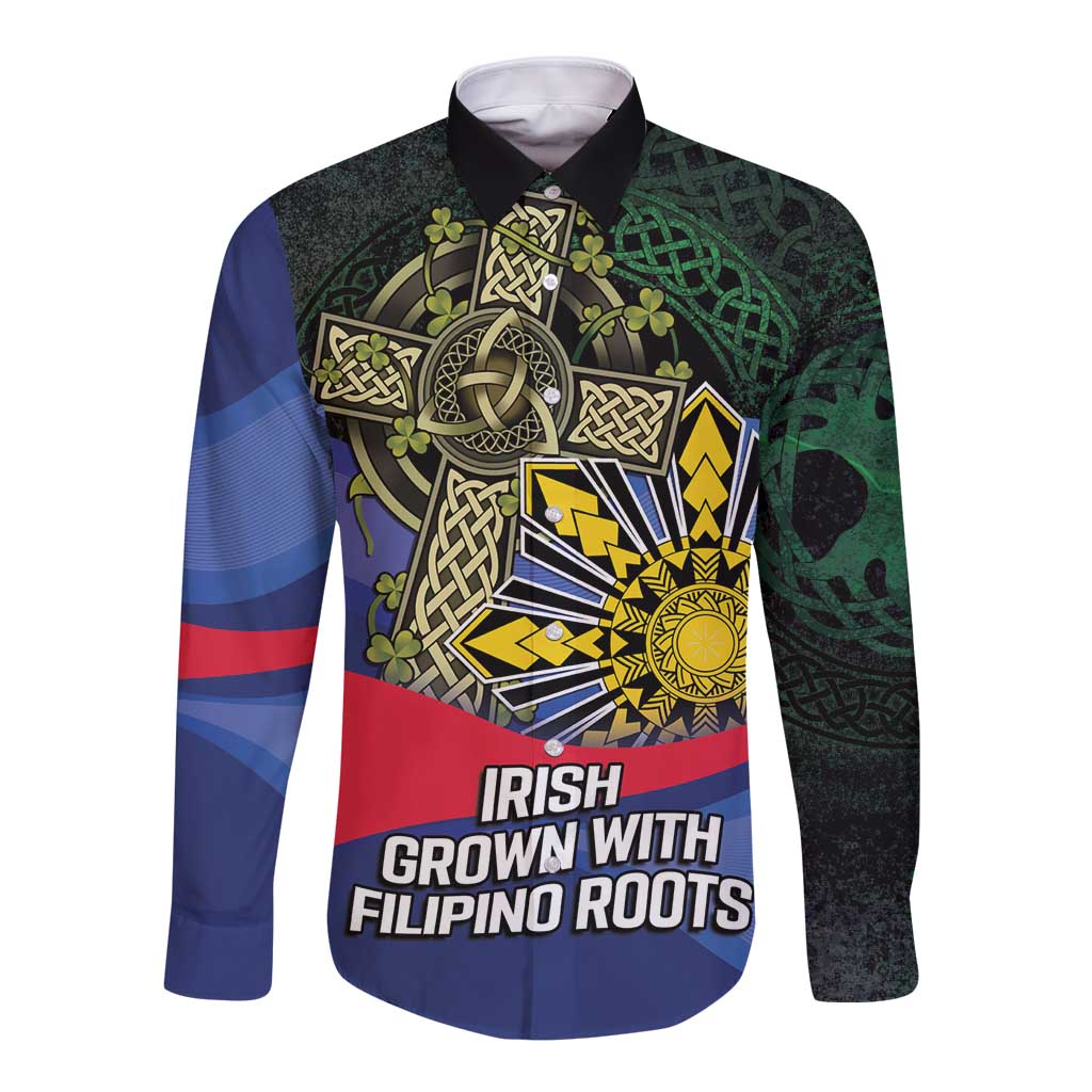 Personalized Irish Grown With Filipino Roots Long Sleeve Button Shirt