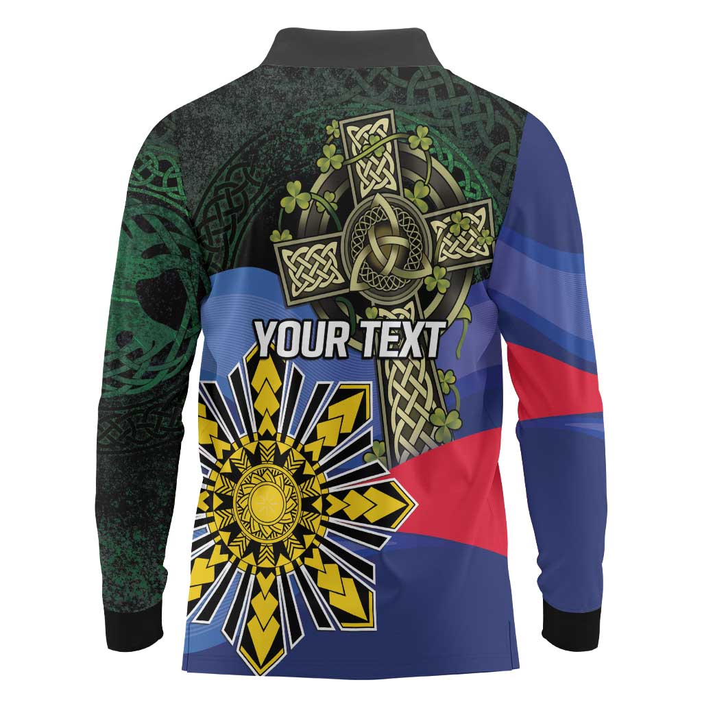 Personalized Irish Grown With Filipino Roots Long Sleeve Polo Shirt