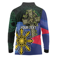 Personalized Irish Grown With Filipino Roots Long Sleeve Polo Shirt