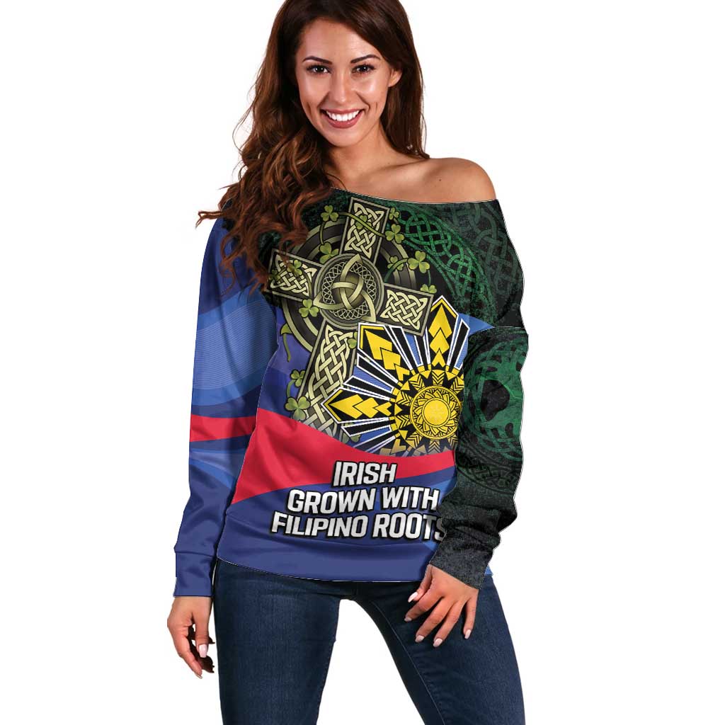Personalized Irish Grown With Filipino Roots Off Shoulder Sweater