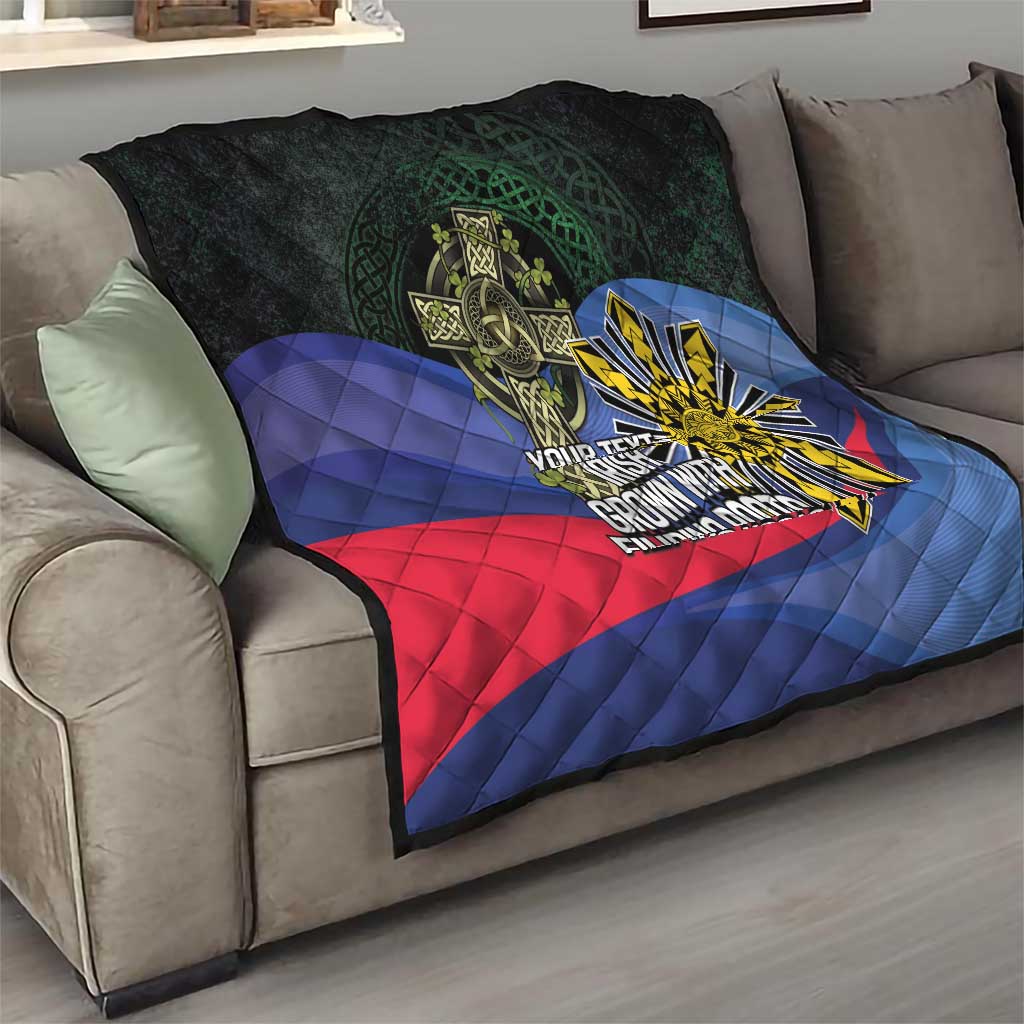 Personalized Irish Grown With Filipino Roots Quilt