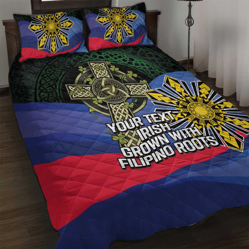 Personalized Irish Grown With Filipino Roots Quilt Bed Set