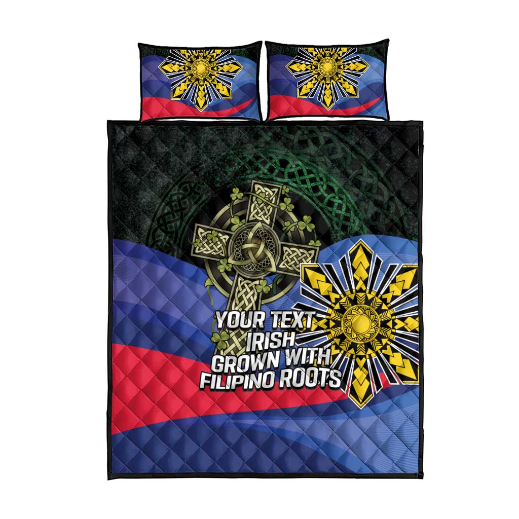 Personalized Irish Grown With Filipino Roots Quilt Bed Set