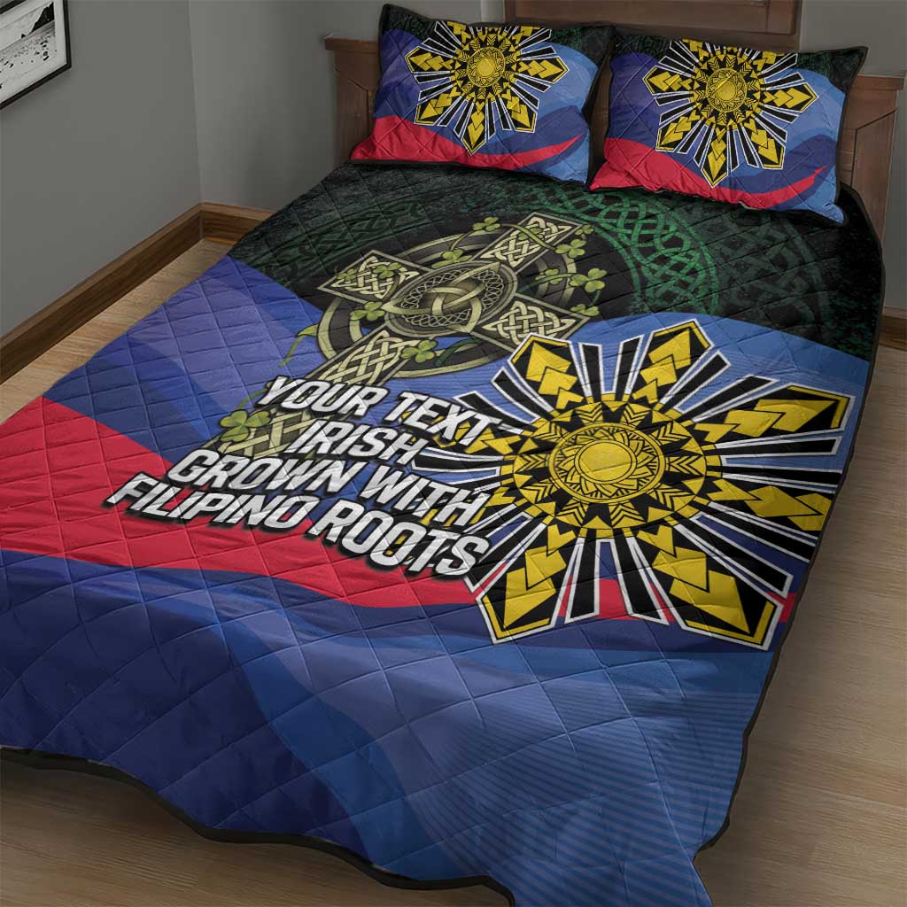 Personalized Irish Grown With Filipino Roots Quilt Bed Set