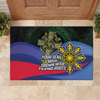 Personalized Irish Grown With Filipino Roots Rubber Doormat
