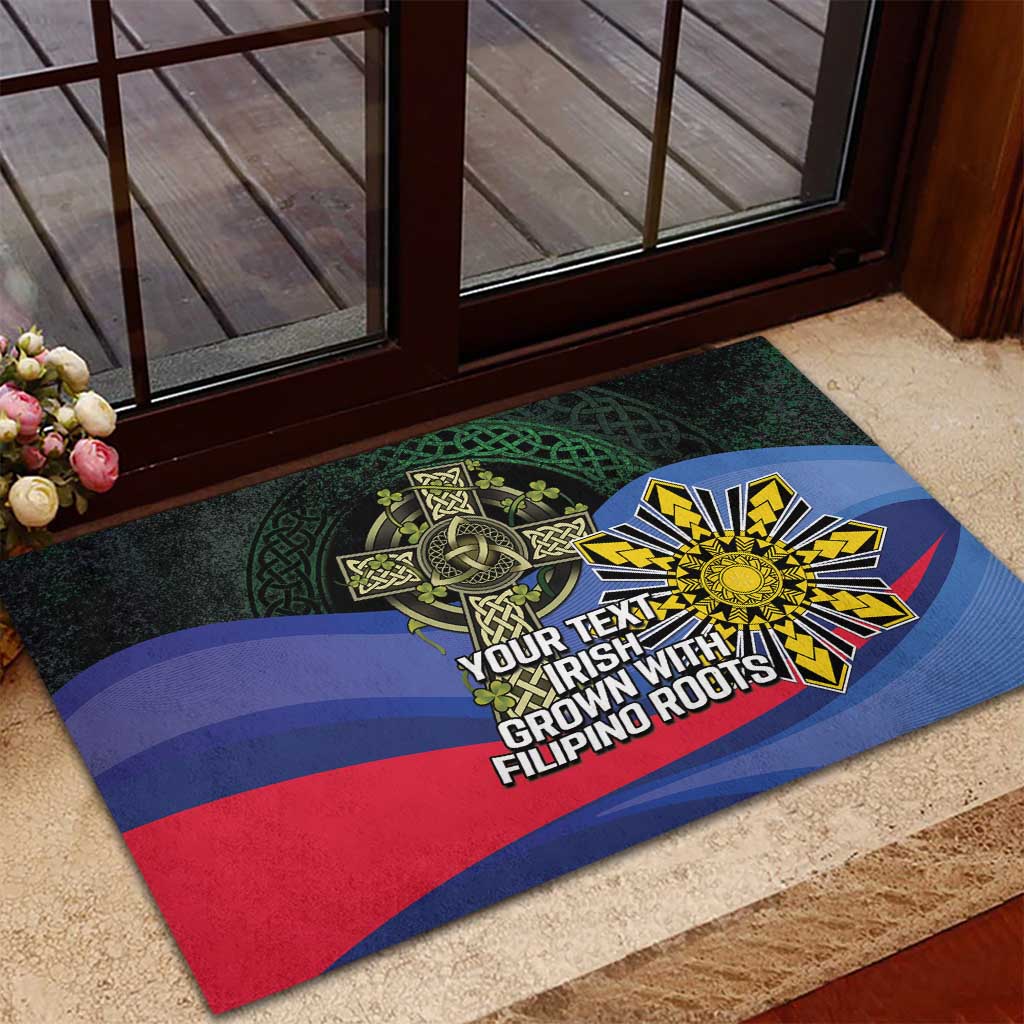 Personalized Irish Grown With Filipino Roots Rubber Doormat
