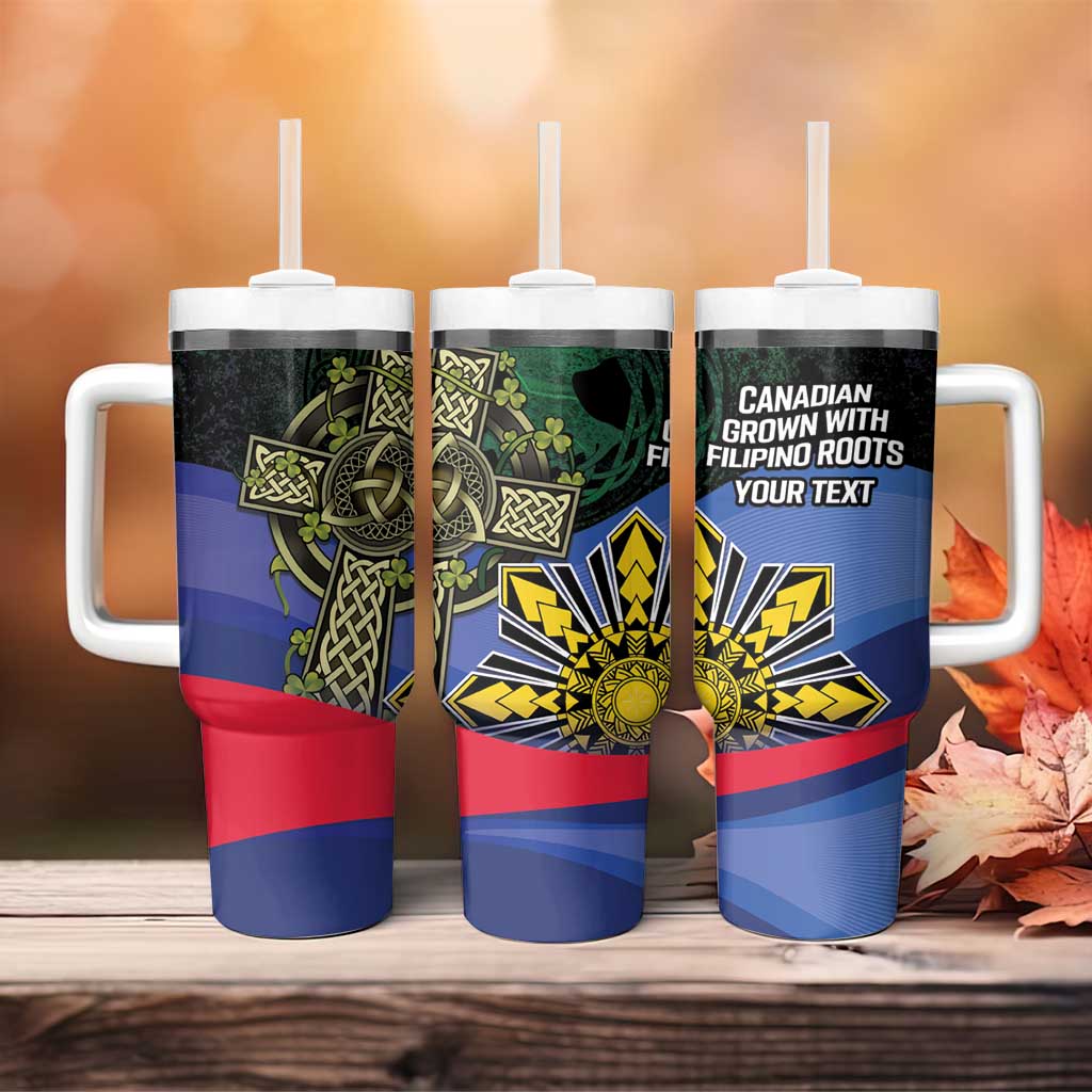 Personalized Irish Grown With Filipino Roots Tumbler With Handle