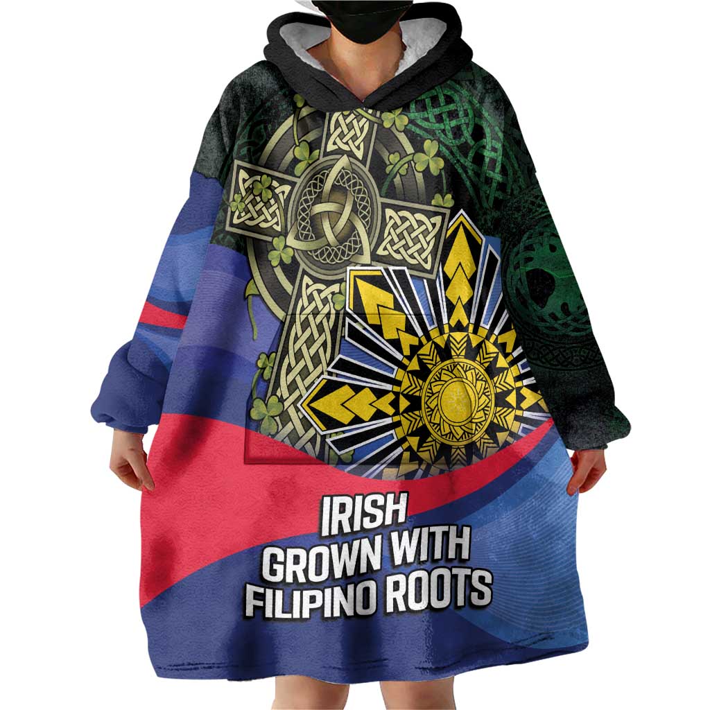 Personalized Irish Grown With Filipino Roots Wearable Blanket Hoodie