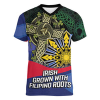 Personalized Irish Grown With Filipino Roots Women V-Neck T-Shirt