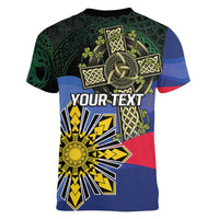Personalized Irish Grown With Filipino Roots Women V-Neck T-Shirt