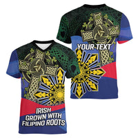 Personalized Irish Grown With Filipino Roots Women V-Neck T-Shirt