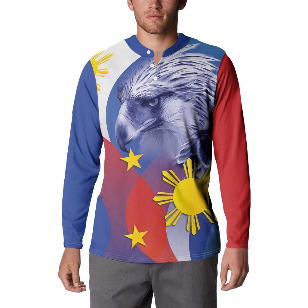 Personalized Philippines Eagle Week Button Sweatshirt Filipino Eagle with Flag Motif
