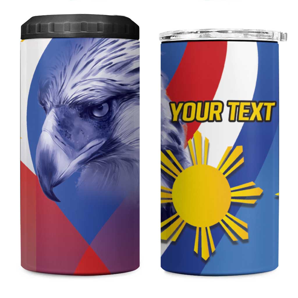 Personalized Philippines Eagle Week 4 in 1 Can Cooler Tumbler Filipino Eagle with Flag Motif