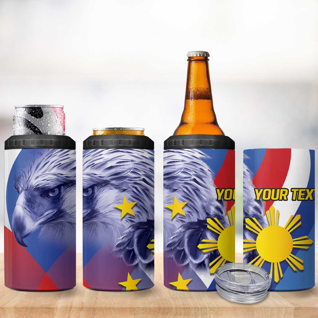 Personalized Philippines Eagle Week 4 in 1 Can Cooler Tumbler Filipino Eagle with Flag Motif