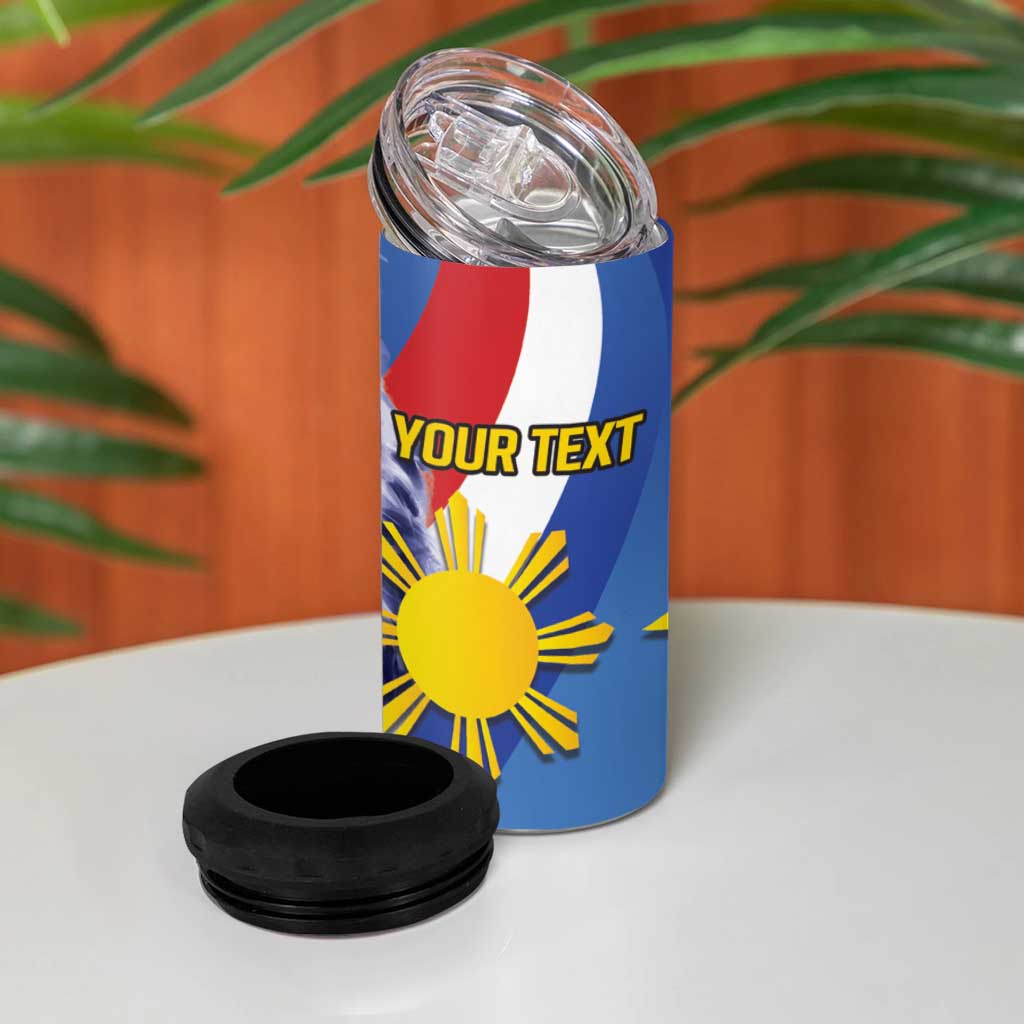 Personalized Philippines Eagle Week 4 in 1 Can Cooler Tumbler Filipino Eagle with Flag Motif