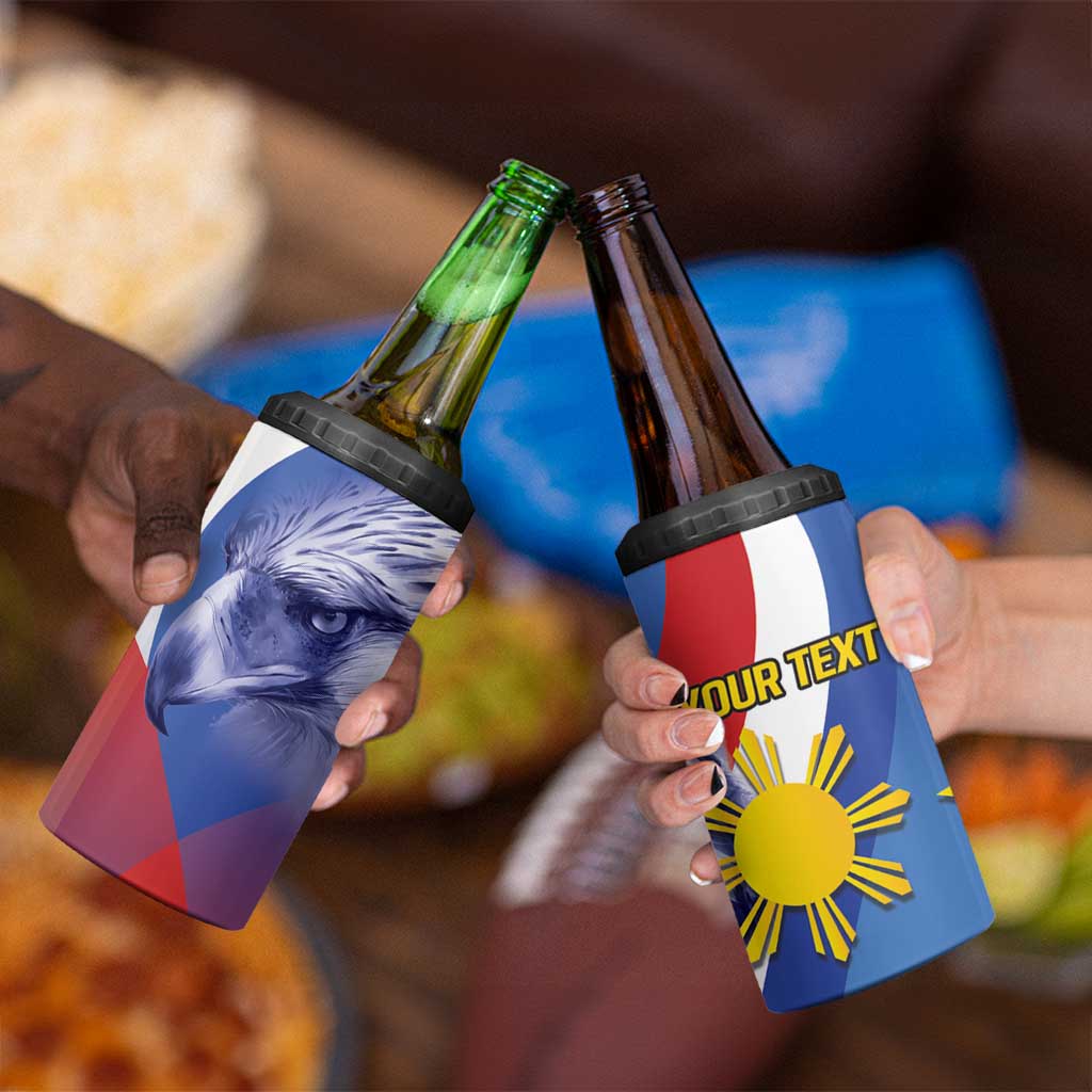 Personalized Philippines Eagle Week 4 in 1 Can Cooler Tumbler Filipino Eagle with Flag Motif