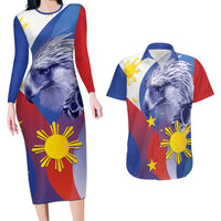 Personalized Philippines Eagle Week Couples Matching Long Sleeve Bodycon Dress and Hawaiian Shirt Filipino Eagle with Flag Motif