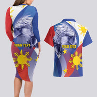 Personalized Philippines Eagle Week Couples Matching Long Sleeve Bodycon Dress and Hawaiian Shirt Filipino Eagle with Flag Motif