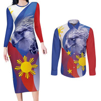 Personalized Philippines Eagle Week Couples Matching Long Sleeve Bodycon Dress and Long Sleeve Button Shirt Filipino Eagle with Flag Motif