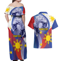 Personalized Philippines Eagle Week Couples Matching Off Shoulder Maxi Dress and Hawaiian Shirt Filipino Eagle with Flag Motif