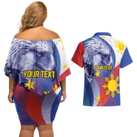 Personalized Philippines Eagle Week Couples Matching Off Shoulder Short Dress and Hawaiian Shirt Filipino Eagle with Flag Motif
