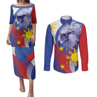 Personalized Philippines Eagle Week Couples Matching Puletasi and Long Sleeve Button Shirt Filipino Eagle with Flag Motif