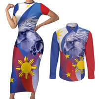 Personalized Philippines Eagle Week Couples Matching Short Sleeve Bodycon Dress and Long Sleeve Button Shirt Filipino Eagle with Flag Motif