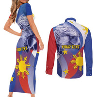 Personalized Philippines Eagle Week Couples Matching Short Sleeve Bodycon Dress and Long Sleeve Button Shirt Filipino Eagle with Flag Motif