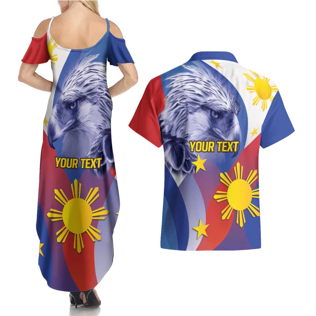 Personalized Philippines Eagle Week Couples Matching Summer Maxi Dress and Hawaiian Shirt Filipino Eagle with Flag Motif