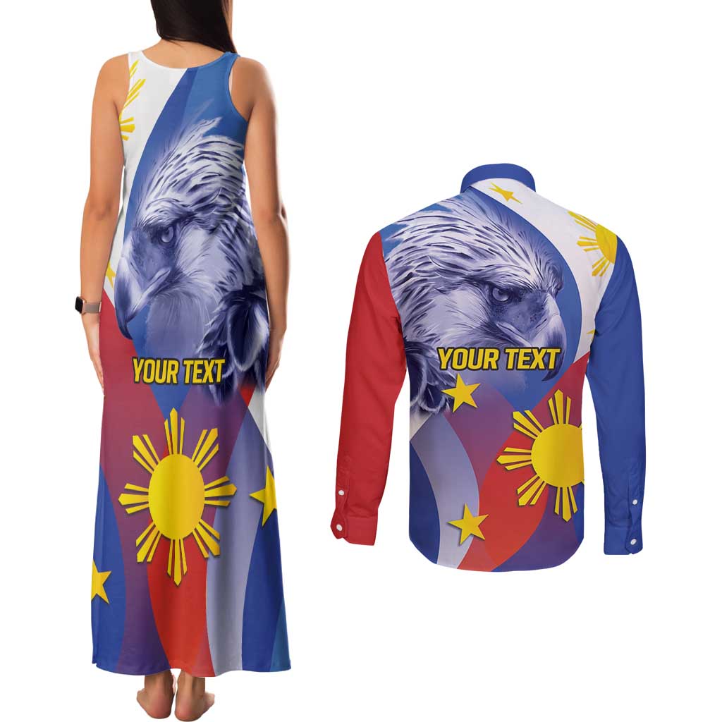 Personalized Philippines Eagle Week Couples Matching Tank Maxi Dress and Long Sleeve Button Shirt Filipino Eagle with Flag Motif