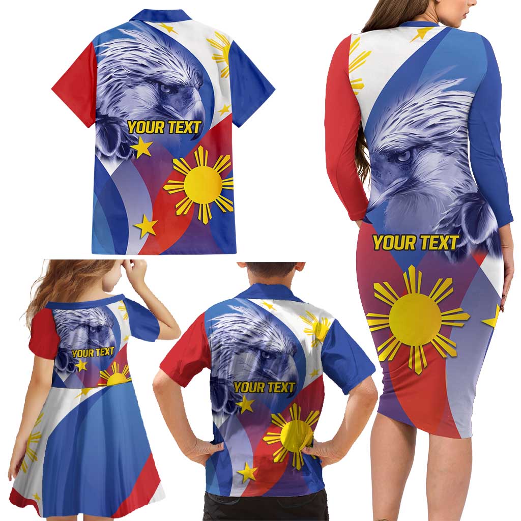 Personalized Philippines Eagle Week Family Matching Long Sleeve Bodycon Dress and Hawaiian Shirt Filipino Eagle with Flag Motif