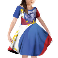 Personalized Philippines Eagle Week Family Matching Off Shoulder Short Dress and Hawaiian Shirt Filipino Eagle with Flag Motif