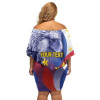Personalized Philippines Eagle Week Family Matching Off Shoulder Short Dress and Hawaiian Shirt Filipino Eagle with Flag Motif