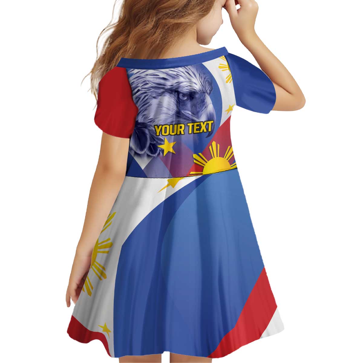Personalized Philippines Eagle Week Kid Short Sleeve Dress Filipino Eagle with Flag Motif