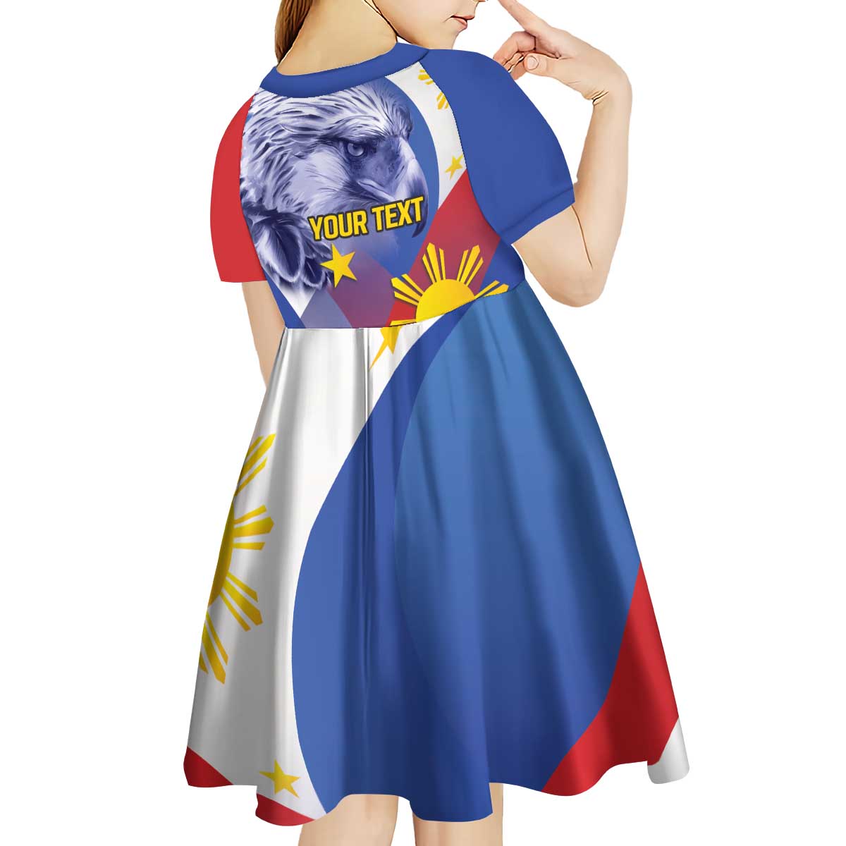 Personalized Philippines Eagle Week Kid Short Sleeve Dress Filipino Eagle with Flag Motif
