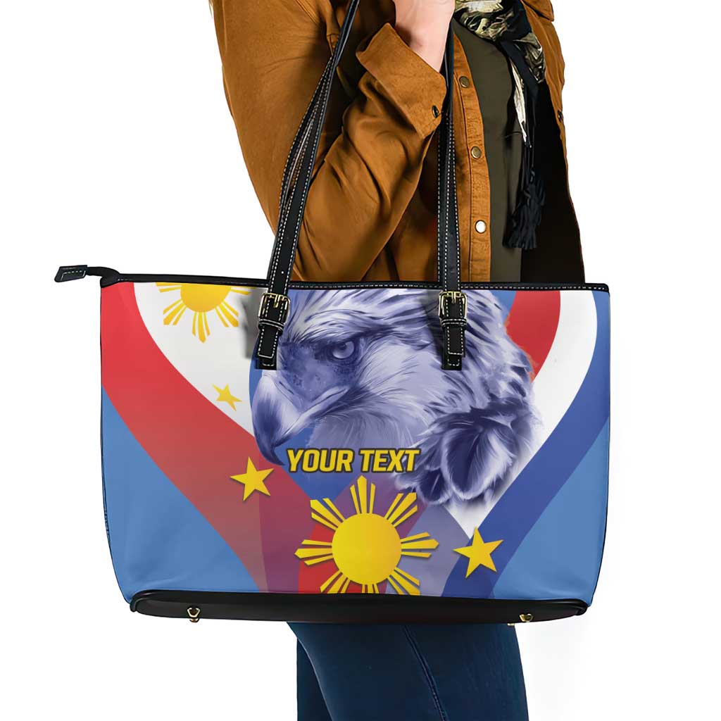 Personalized Philippines Eagle Week Leather Tote Bag Filipino Eagle with Flag Motif