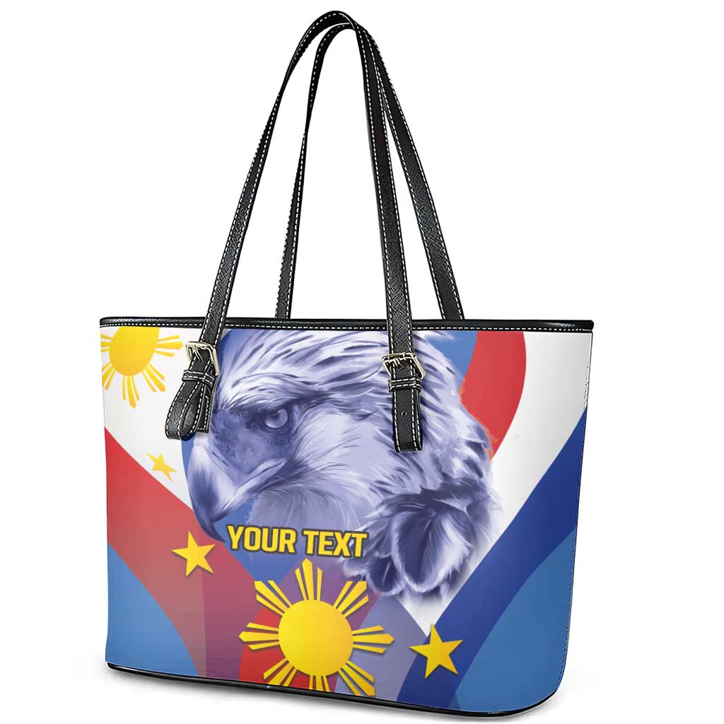 Personalized Philippines Eagle Week Leather Tote Bag Filipino Eagle with Flag Motif