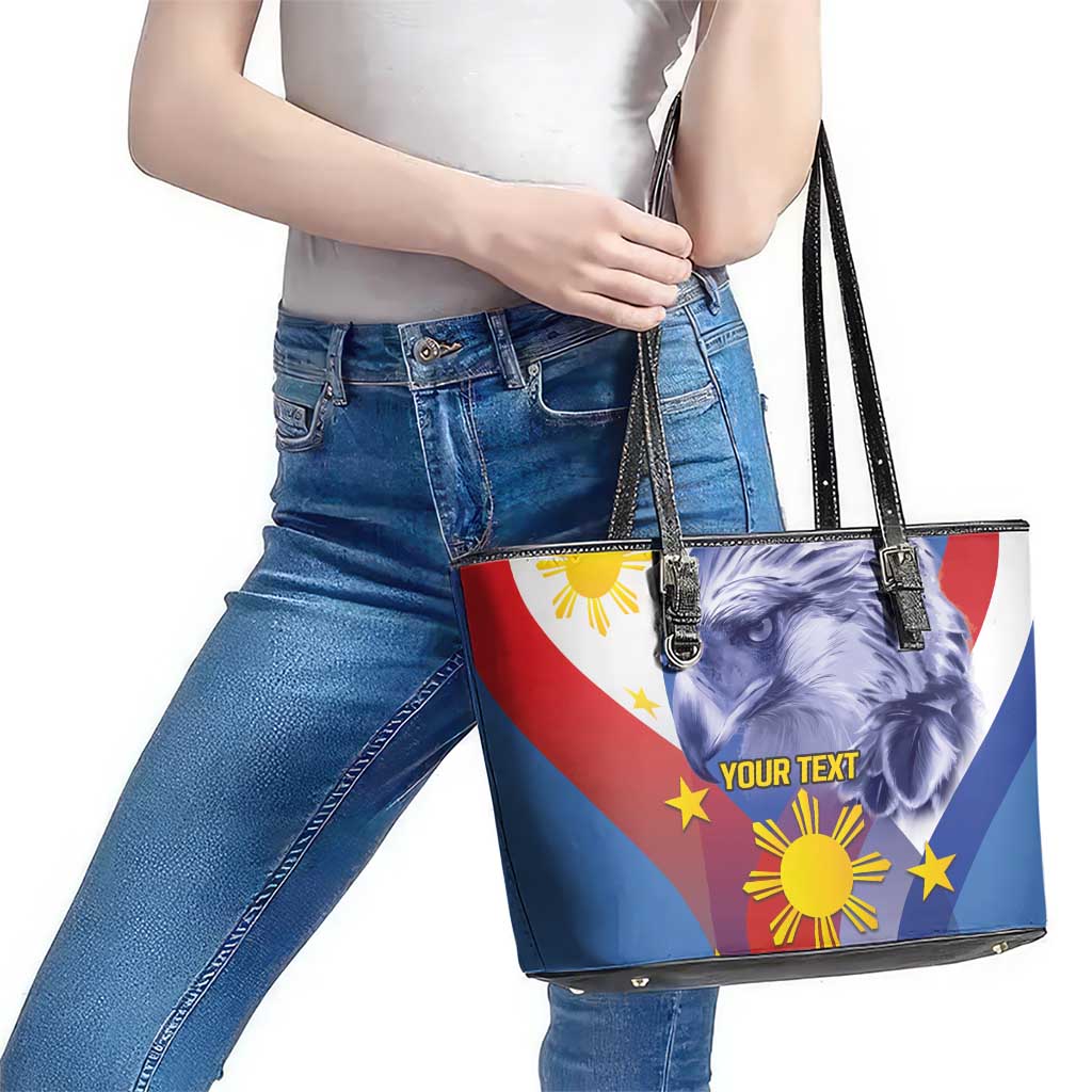 Personalized Philippines Eagle Week Leather Tote Bag Filipino Eagle with Flag Motif