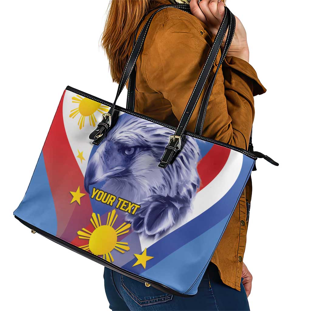 Personalized Philippines Eagle Week Leather Tote Bag Filipino Eagle with Flag Motif