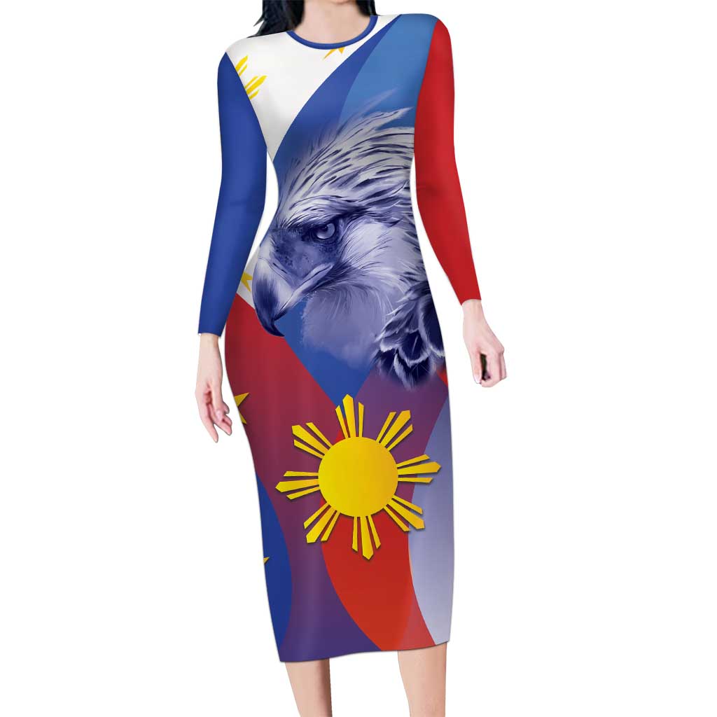 Personalized Philippines Eagle Week Long Sleeve Bodycon Dress Filipino Eagle with Flag Motif