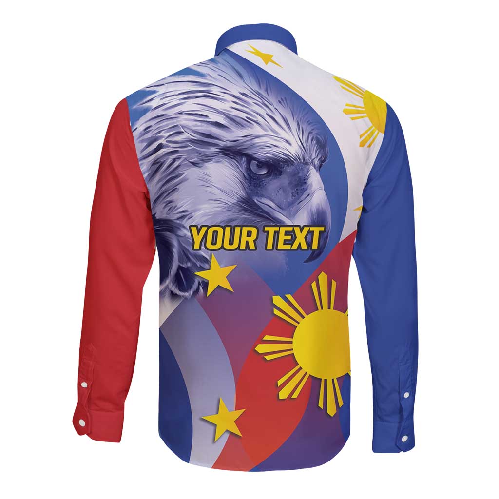 Personalized Philippines Eagle Week Long Sleeve Button Shirt Filipino Eagle with Flag Motif