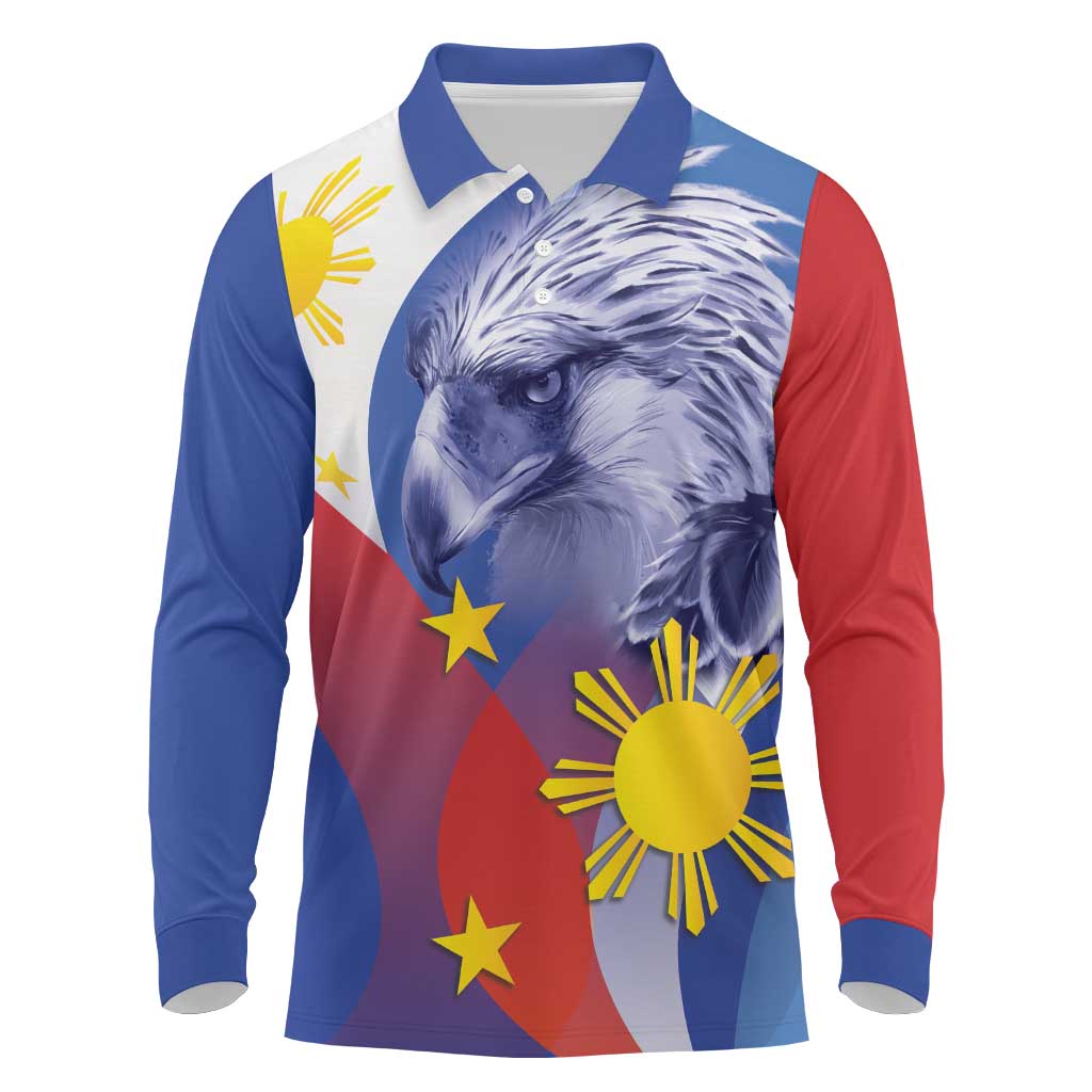 Personalized Philippines Eagle Week Long Sleeve Polo Shirt Filipino Eagle with Flag Motif