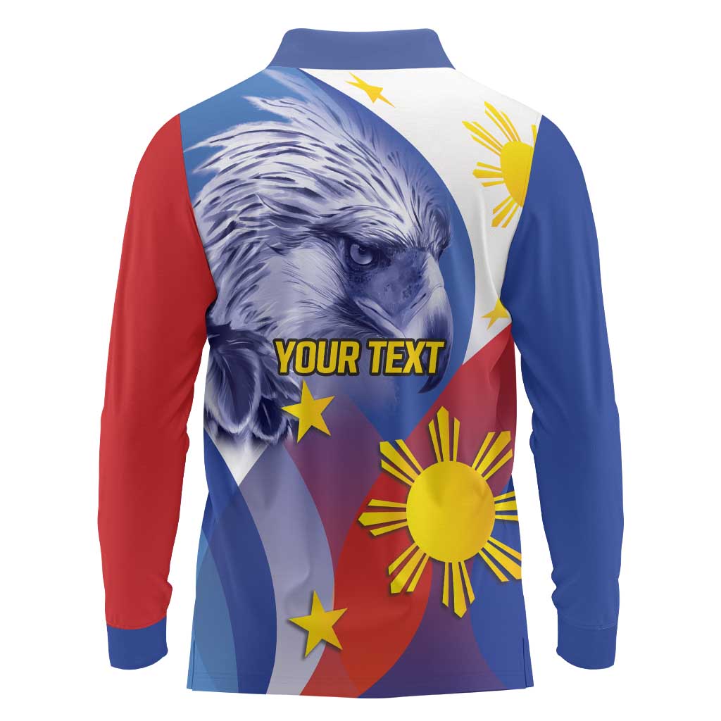 Personalized Philippines Eagle Week Long Sleeve Polo Shirt Filipino Eagle with Flag Motif